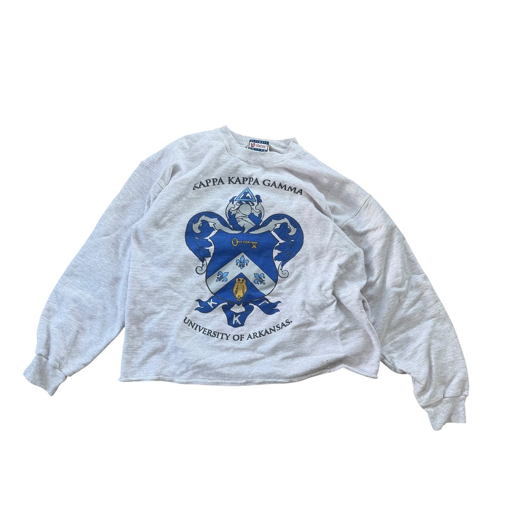 Hanes Kappa Kappa Gamma Sweatshirt University of Arkansas Crest Medium Gray